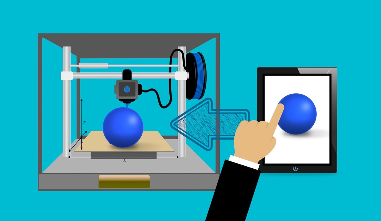 Représentation d'une la mise en impression  3D d'un prototype.